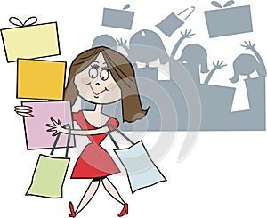 Smiling shopper cartoon photo