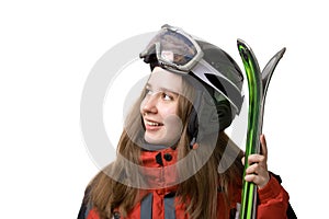 Smiling skier girl