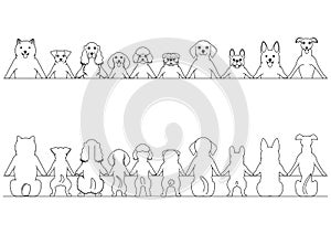 Smiling small dogs border set, front and back