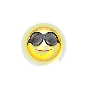 Smiling smiley wear black sunglasses
