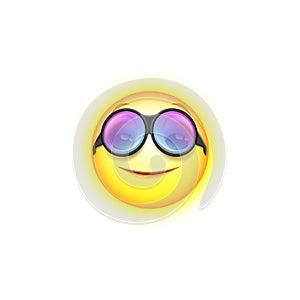 Smiling smiley wear colored sunglasses