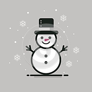 Smiling snowman flat vector illustration