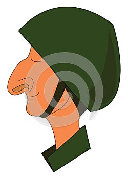 A smiling soldier wearing a military helmet is smiling vector color drawing or illustration