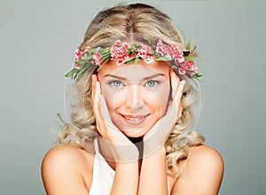 Smiling Spa Model Woman with Healty Clean Skin