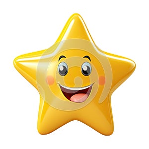 Smiling Star 3D model character cartoon illustration. Cute little star mascot 3d model