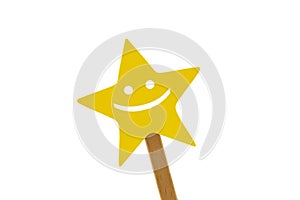 Smiling star on white background - Concept of feedback and evaluation of quality