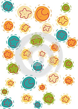 Smiling stars and moons pattern