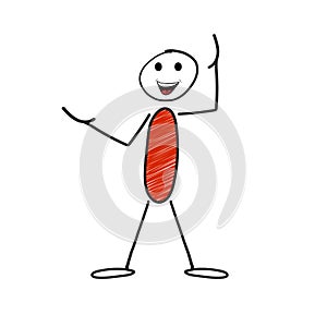 Smiling Stickman Stickfigure web vector illustration on white