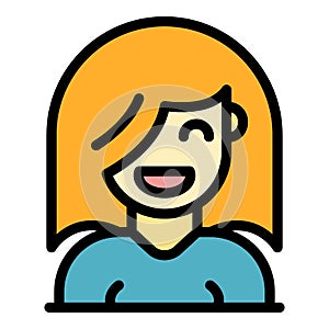 Smiling student girl icon color outline vector