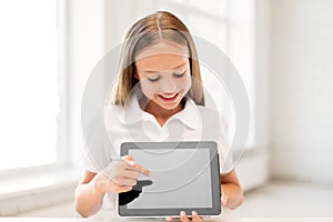 Smiling student girl with tablet pc computer