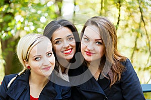 Smiling Student Girls Outdoors