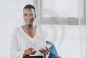 smiling stylish attractive african american businesswoman
