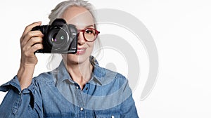 Senior woman with digital camera