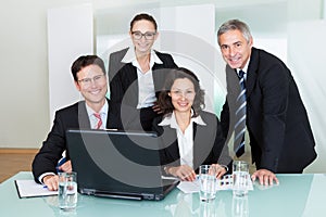 Smiling successful business team