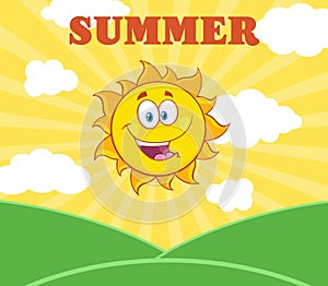 Smiling Summer Sun Cartoon Mascot Character