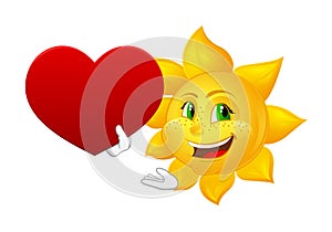 Smiling sun with big heart