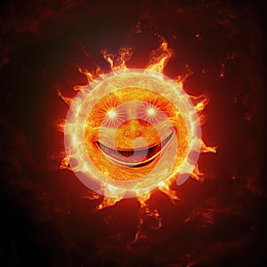 smiling sun burning in deep space