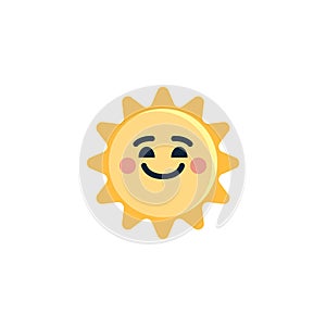 Smiling Sun Face emoji flat icon