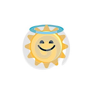 Smiling Sun Face with Halo flat icon