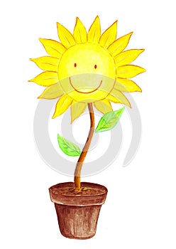 Smiling Sun Flower water color