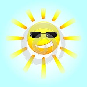 Smiling sun with glasses