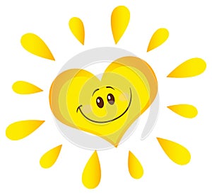 Smiling Sun Heart Cartoon Mascot Character In Gradient