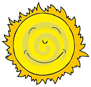 Smiling Sun. Isolated on white background