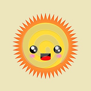 Smiling sun kawaii vector