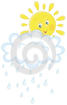 Smiling sun and rain cloud