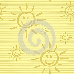 Smiling Sun Seamless Pattern