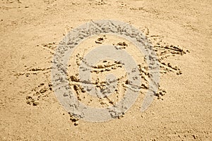 Smiling sun shape - beach, sand