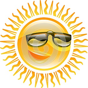 Smiling sun with sunglasses illustration