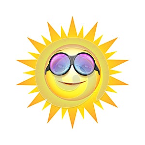 Smiling sun wear colored sunglasses