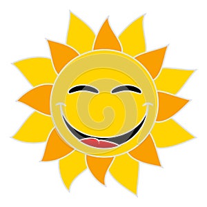 Smiling sun on white background