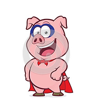 Smiling superhero pig