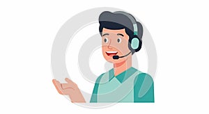Smiling Support Agent Wearing Headset with Microphone Offering Help