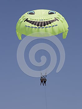 Smiling tandem parachute