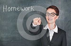 Smiling teacher calling student