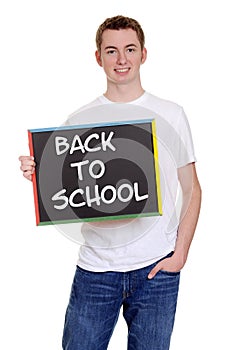 Smiling teen boy back to school