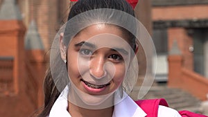 Smiling Teen Girl With Braces