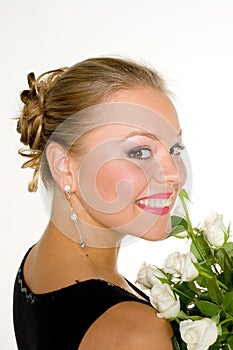 Smiling teenager with bouquet