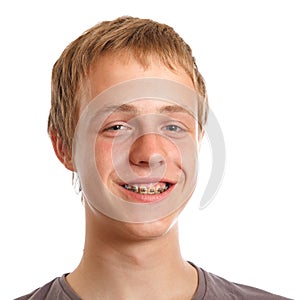 Smiling teenager with dental braces