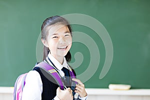 Smiling teenager student girl in classroom