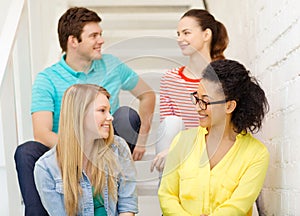 Smiling teenagers hanging out