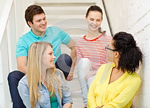 Smiling teenagers hanging out