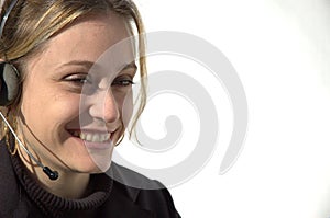 Smiling telemarketer