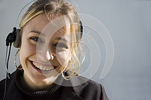 Smiling telemarketer