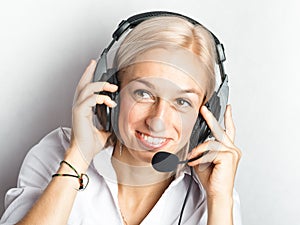 Smiling telephonist