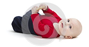 Smiling toddler isolated in white background