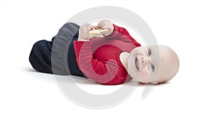 Smiling toddler isolated in white background